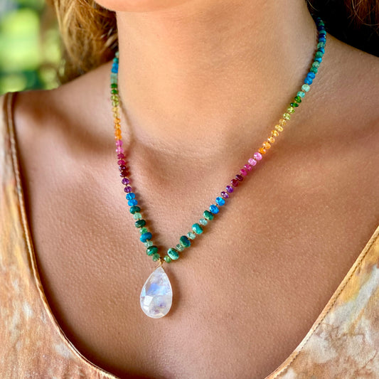Moonstone with Opalina & Emerald Rainbow Mana