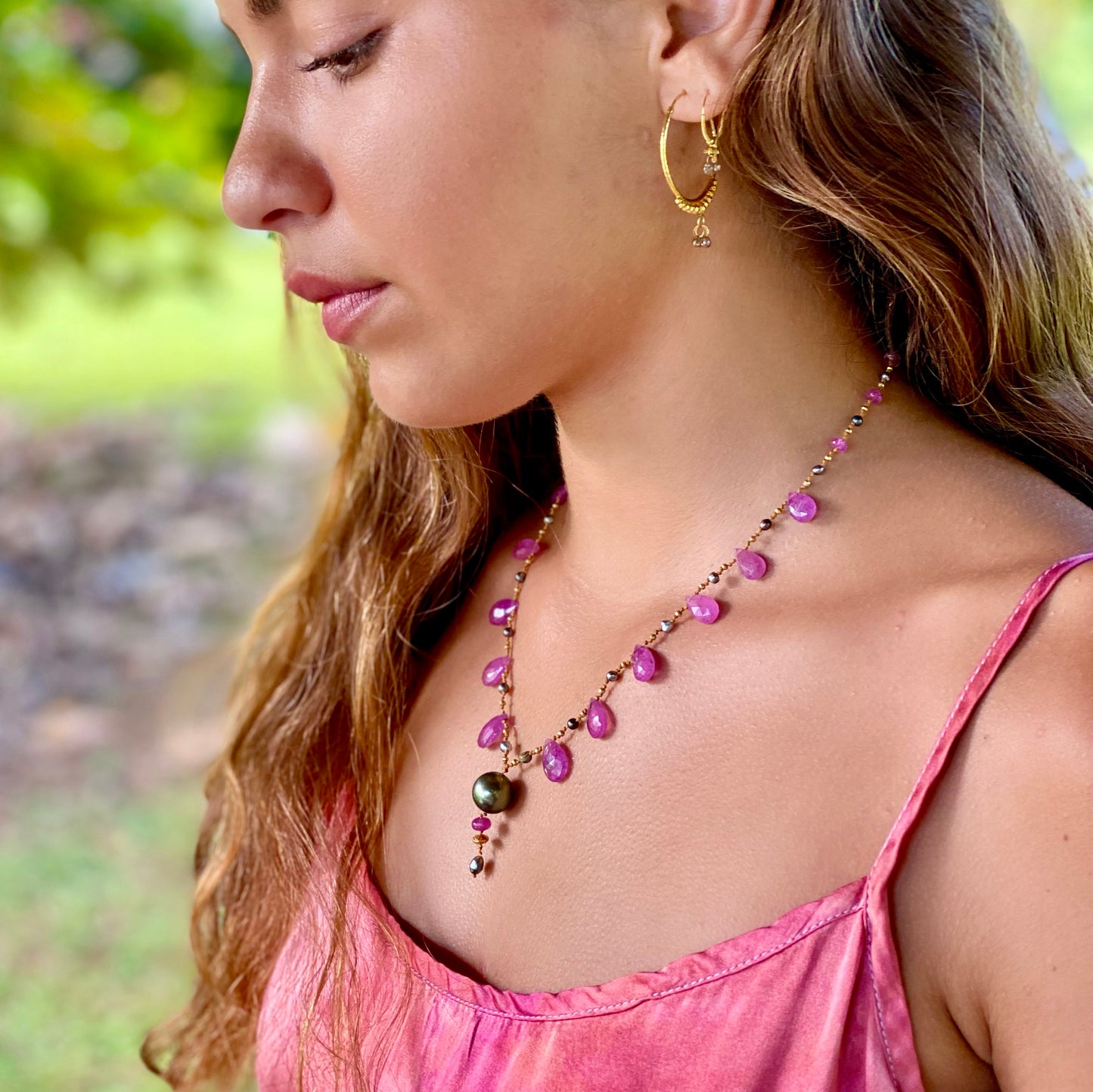 Pink Sapphire & Tahitian Pearl Ali'i Mana