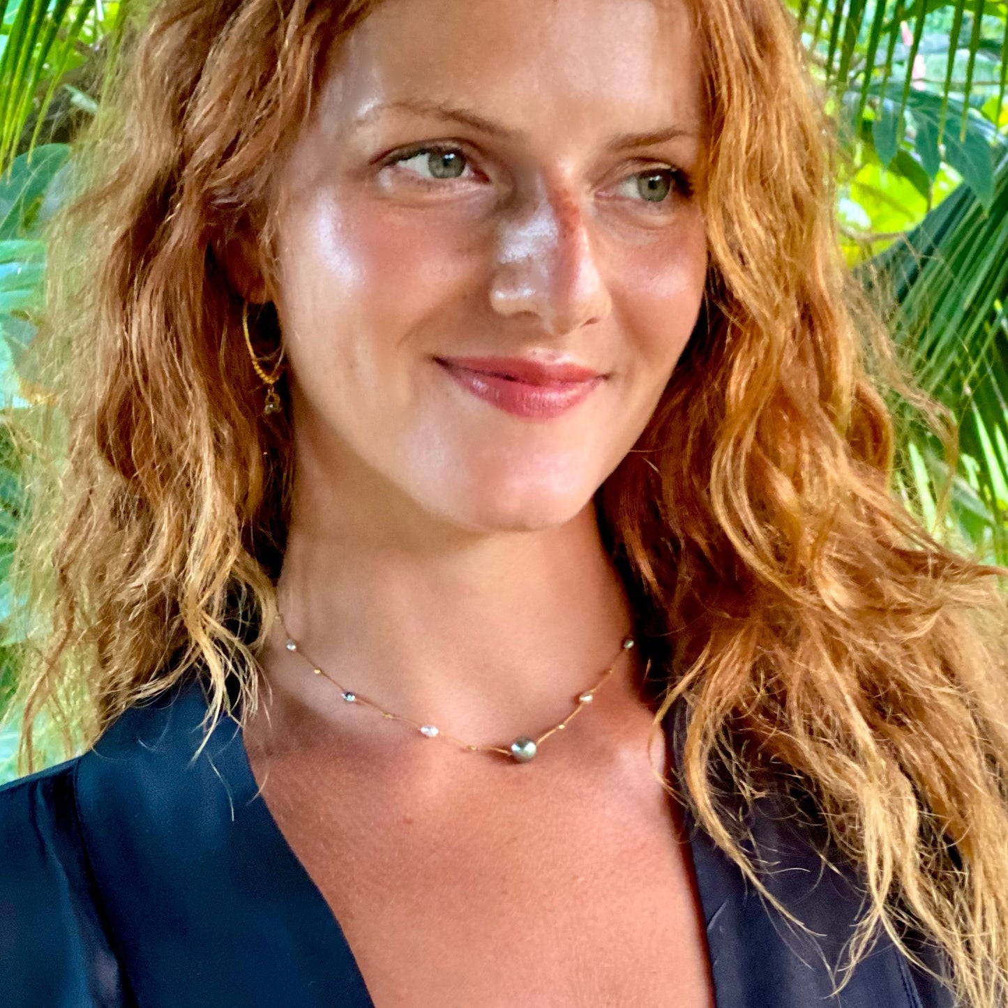 Floating Tahitian Black Pearl Choker Alohi