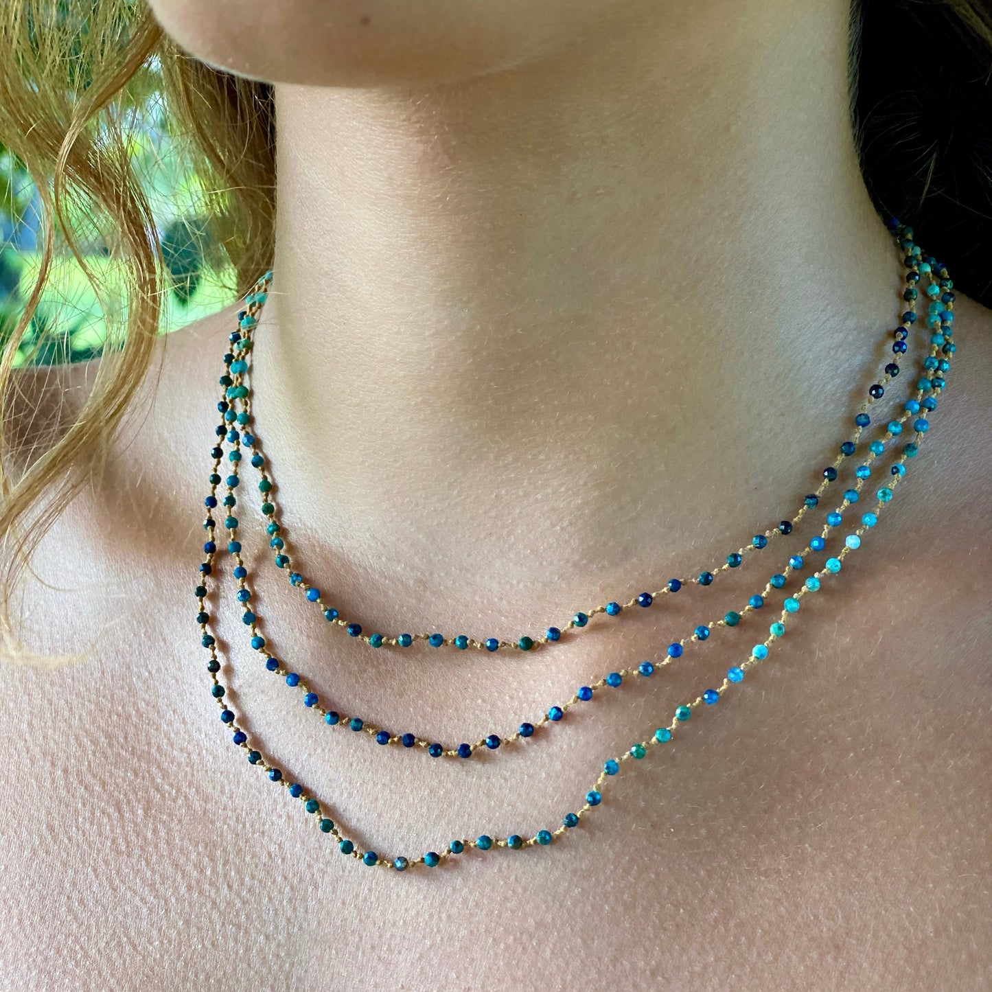 Tiny Chrysocolla Long Lei