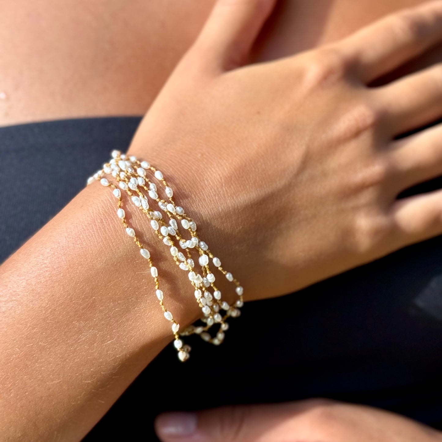 Tiny Freshwater Pearl Long Lei