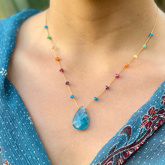 Teal Fluorite Rainbow Drop