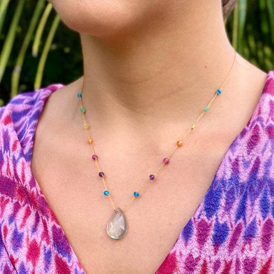 Green Fluorite Rainbow Drop