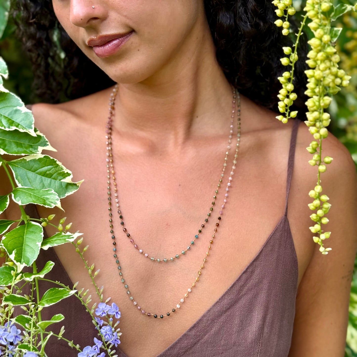 Tiny Multi-Tourmaline Long Lei