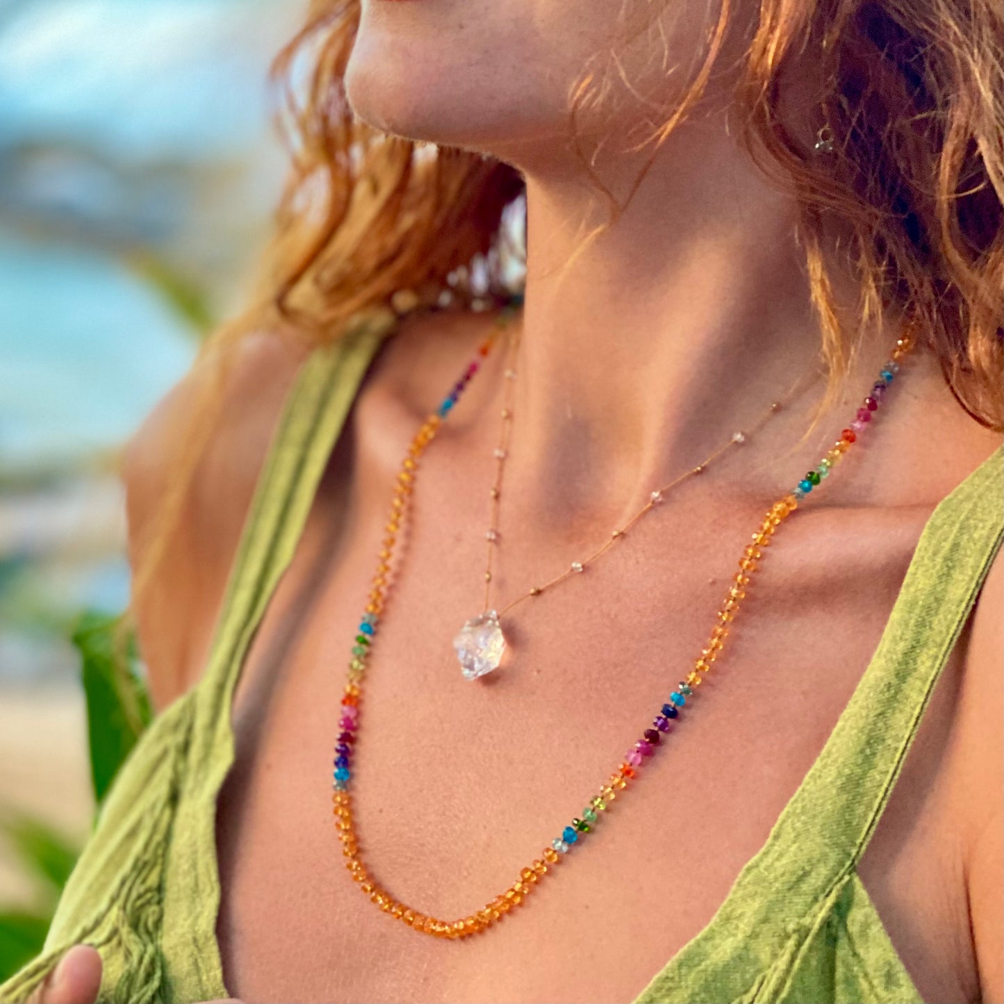 Mandarin Garnet Rainbow Lei