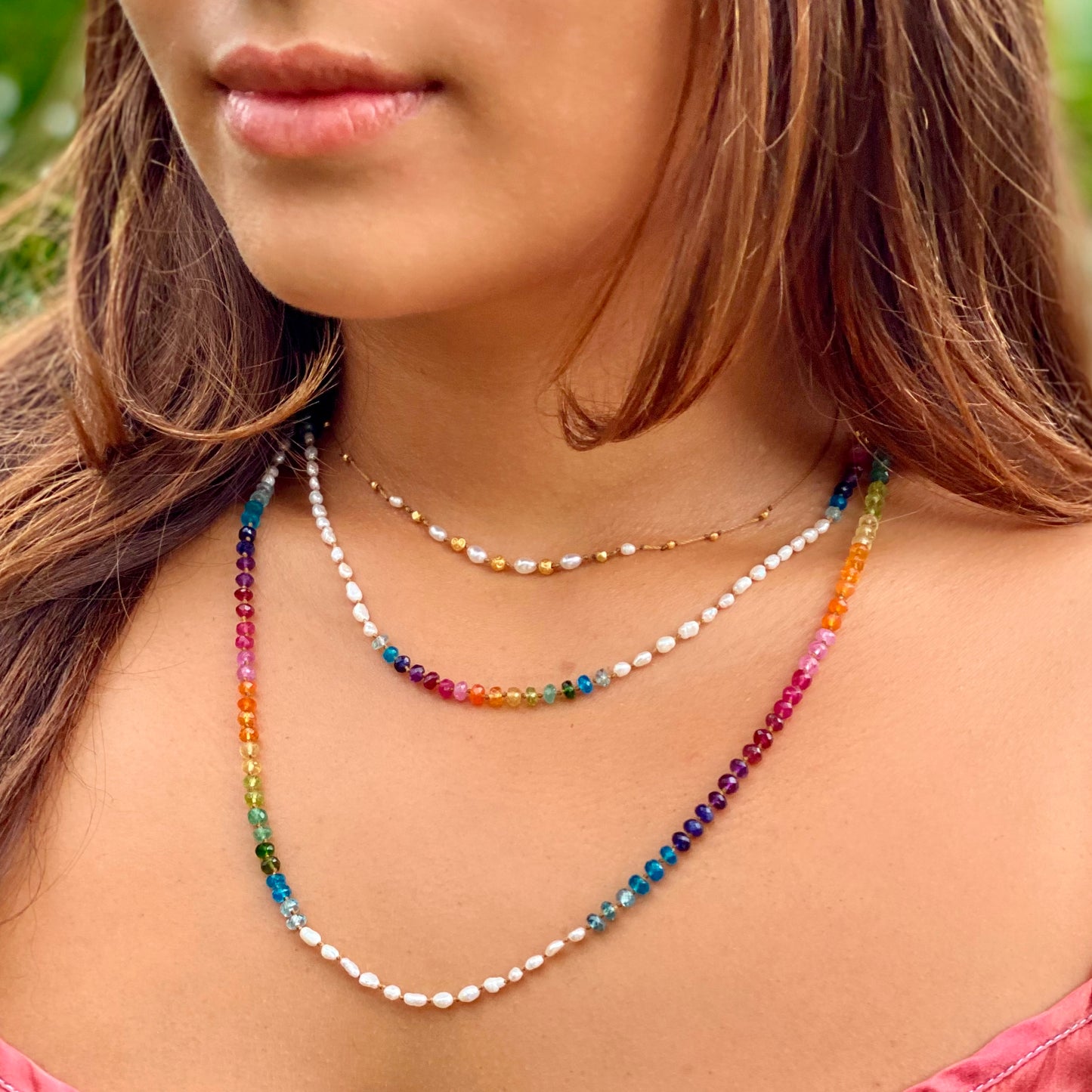 Keshi Pearl Rainbow Lei
