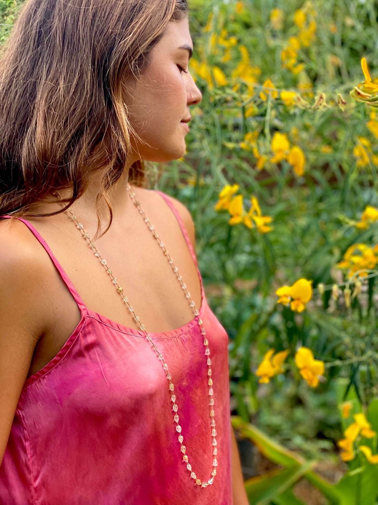Rutilated Quartz Drop Lei