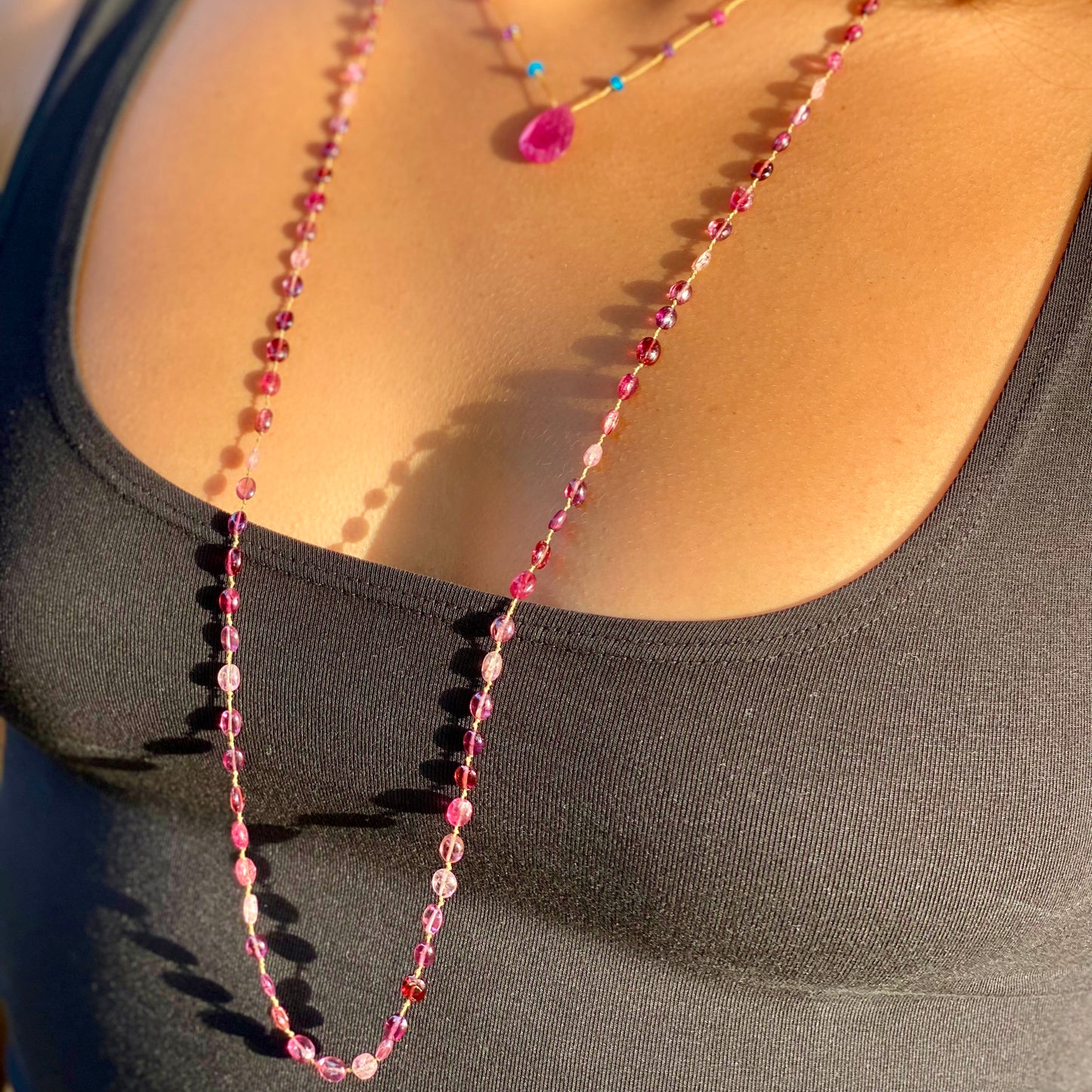 Pink Tourmaline & Garnet Lei