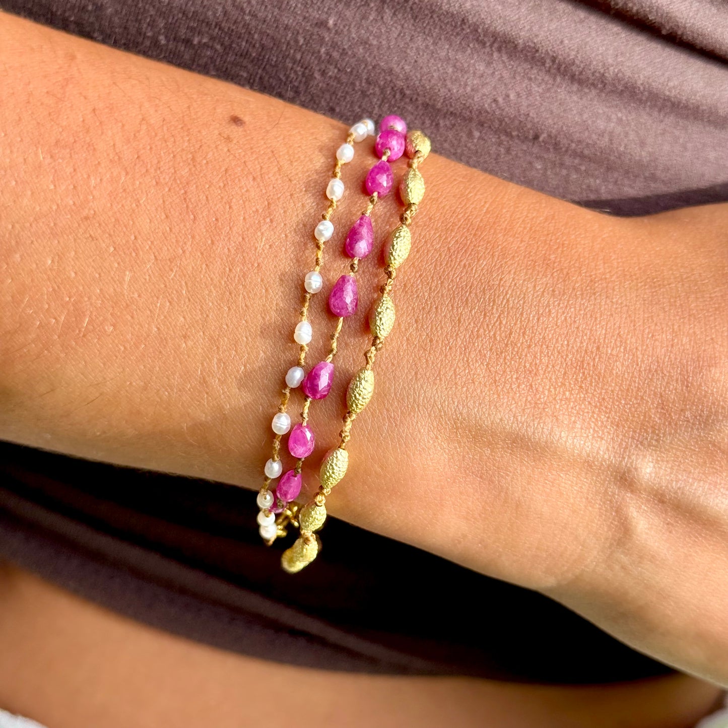 Textured Ovals Gold Bracelet