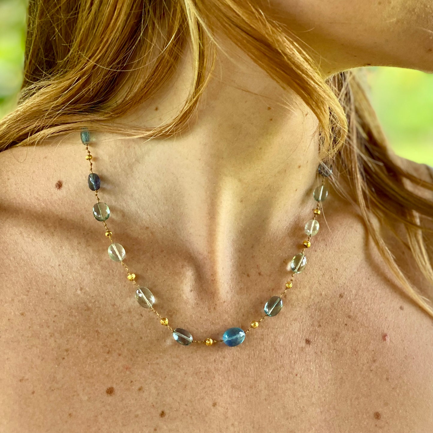 Aquamarine Fluorite & Gold