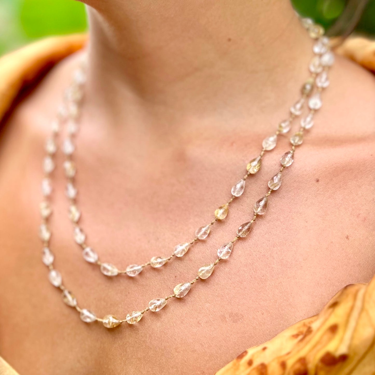 Rutilated Quartz Drop Lei