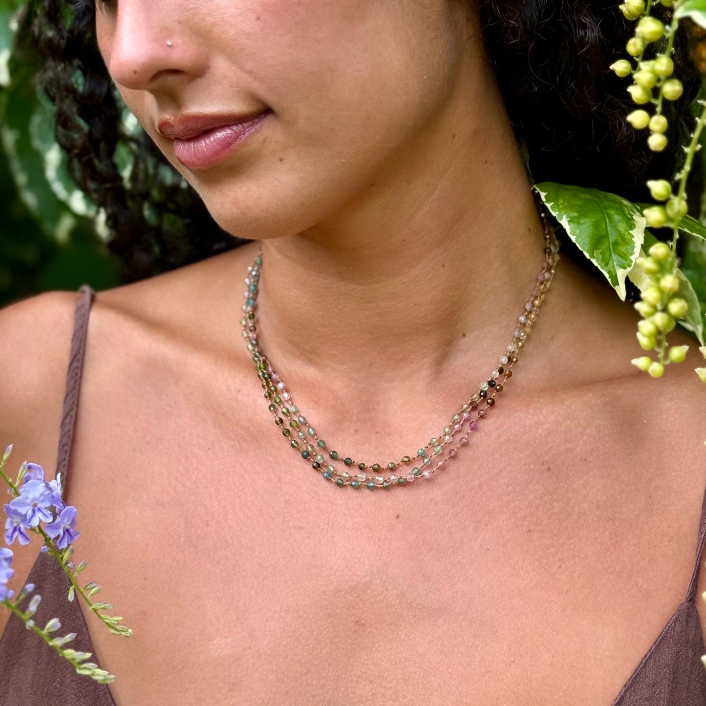 Tiny Multi-Tourmaline Long Lei