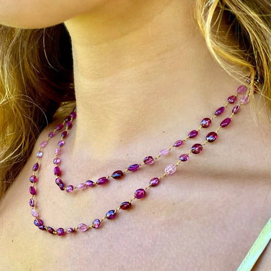 Pink Tourmaline & Garnet Lei