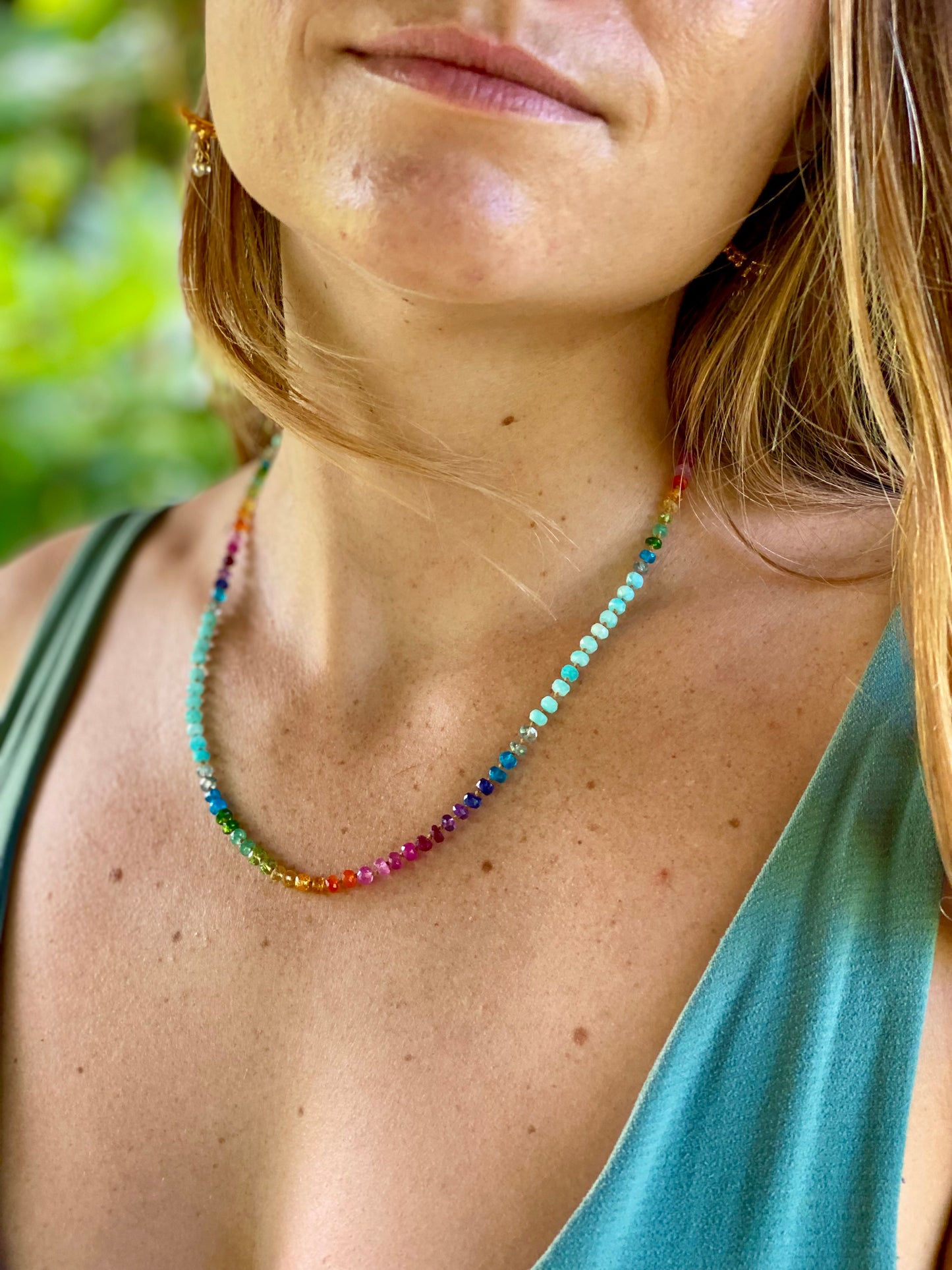 Aqua Amazonite Rainbow Lei