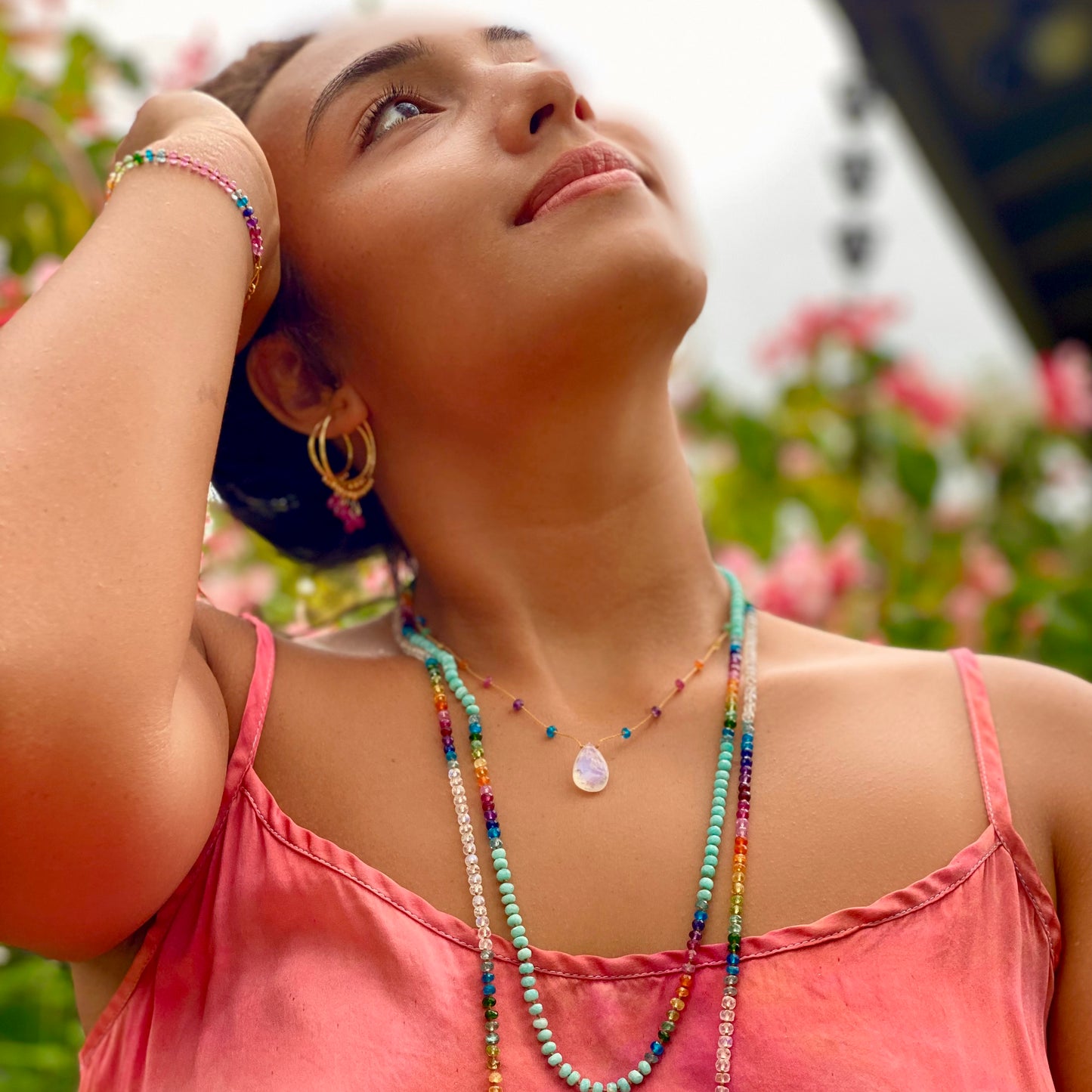 Aqua Amazonite Rainbow Lei