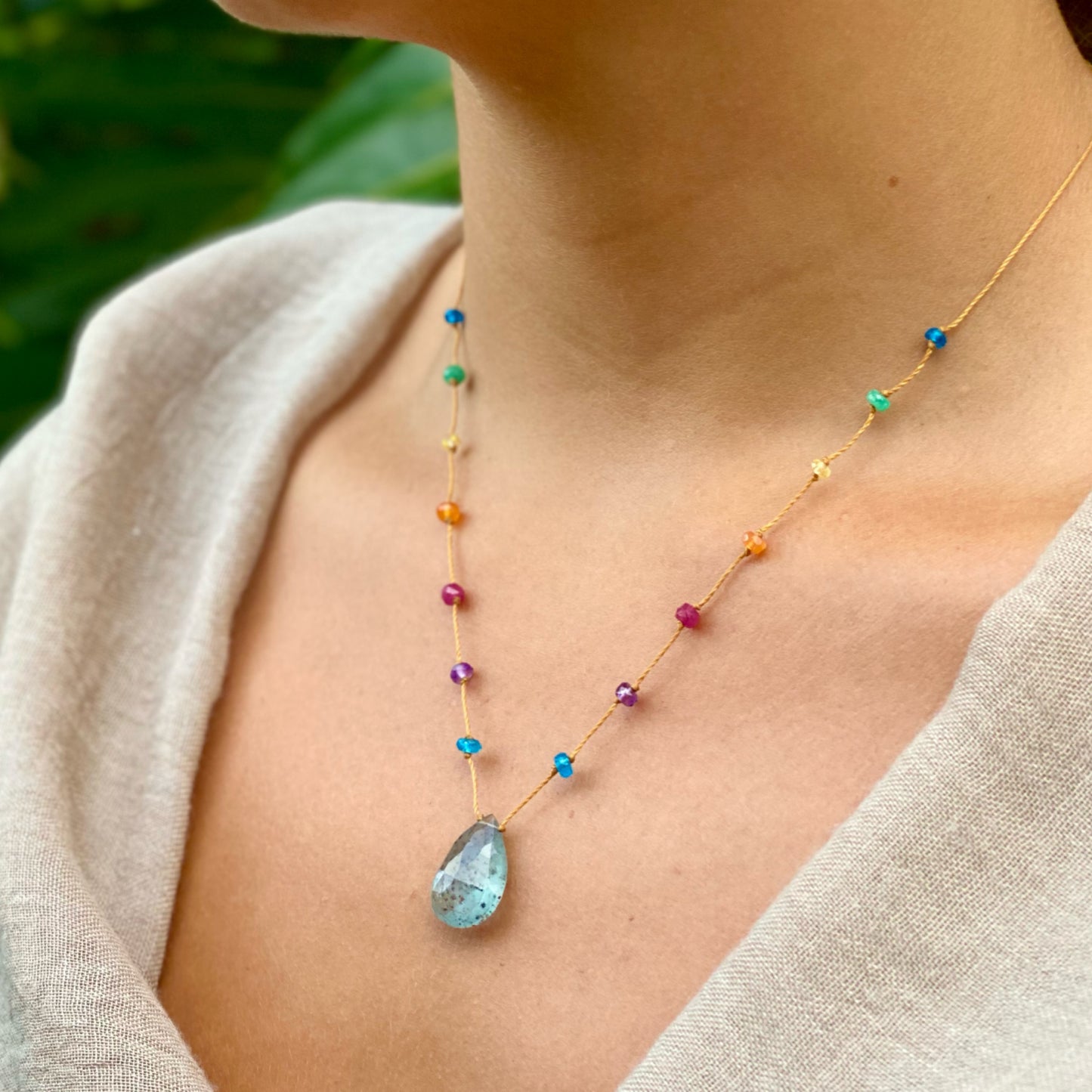 Moss Aquamarine Rainbow Drop