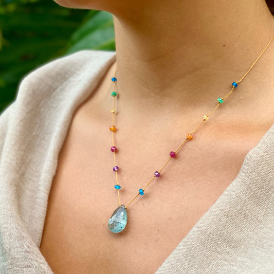 Moss Aquamarine Rainbow Drop