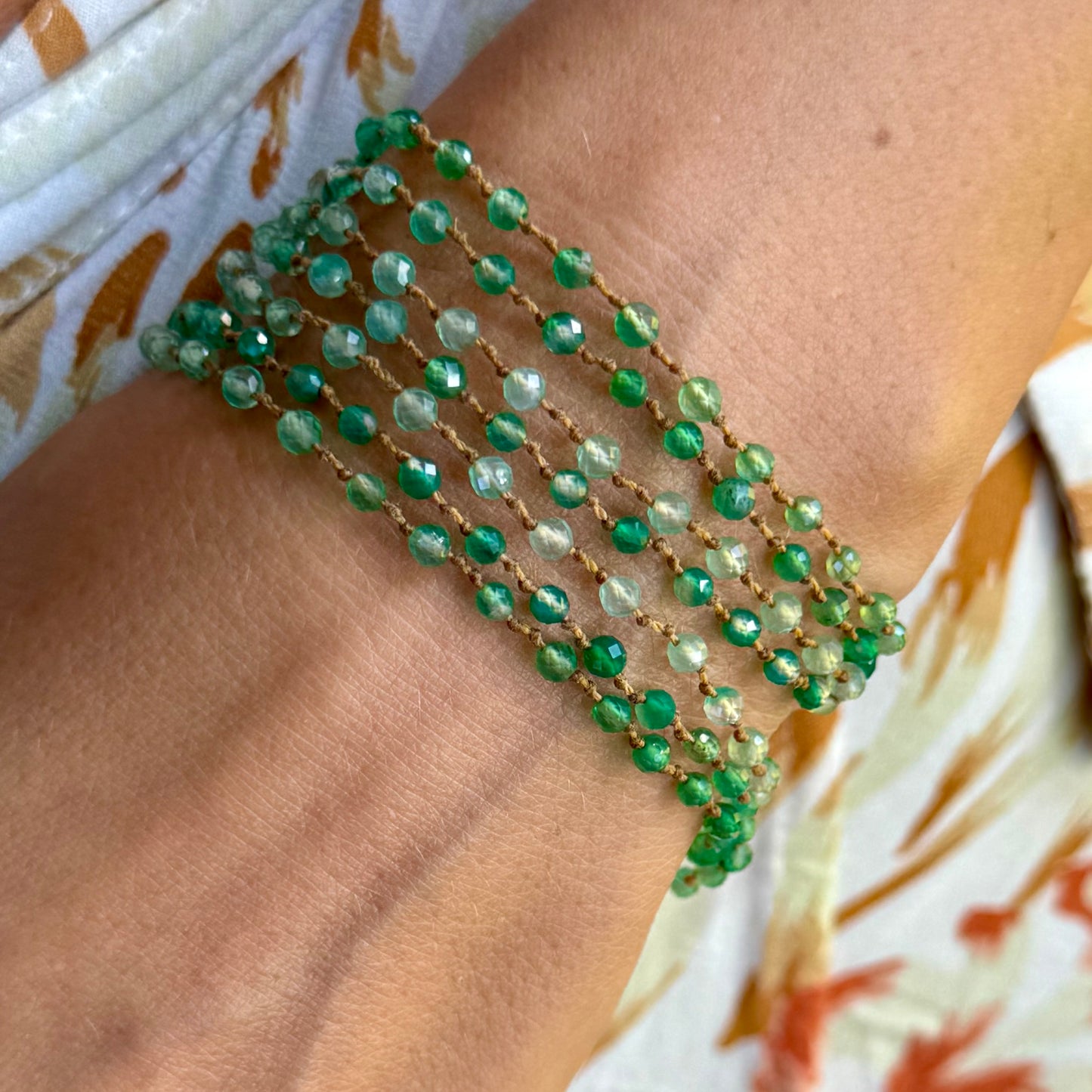 Tiny Green Onyx Long Lei
