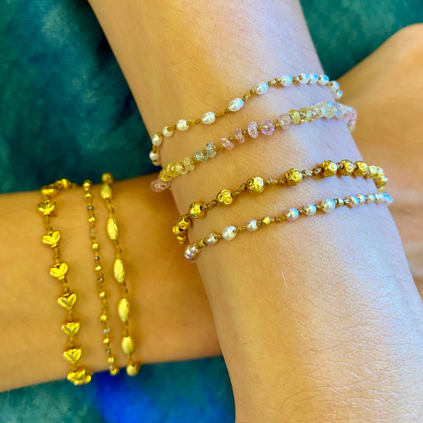 Stamped Globes Solid Gold Bracelet
