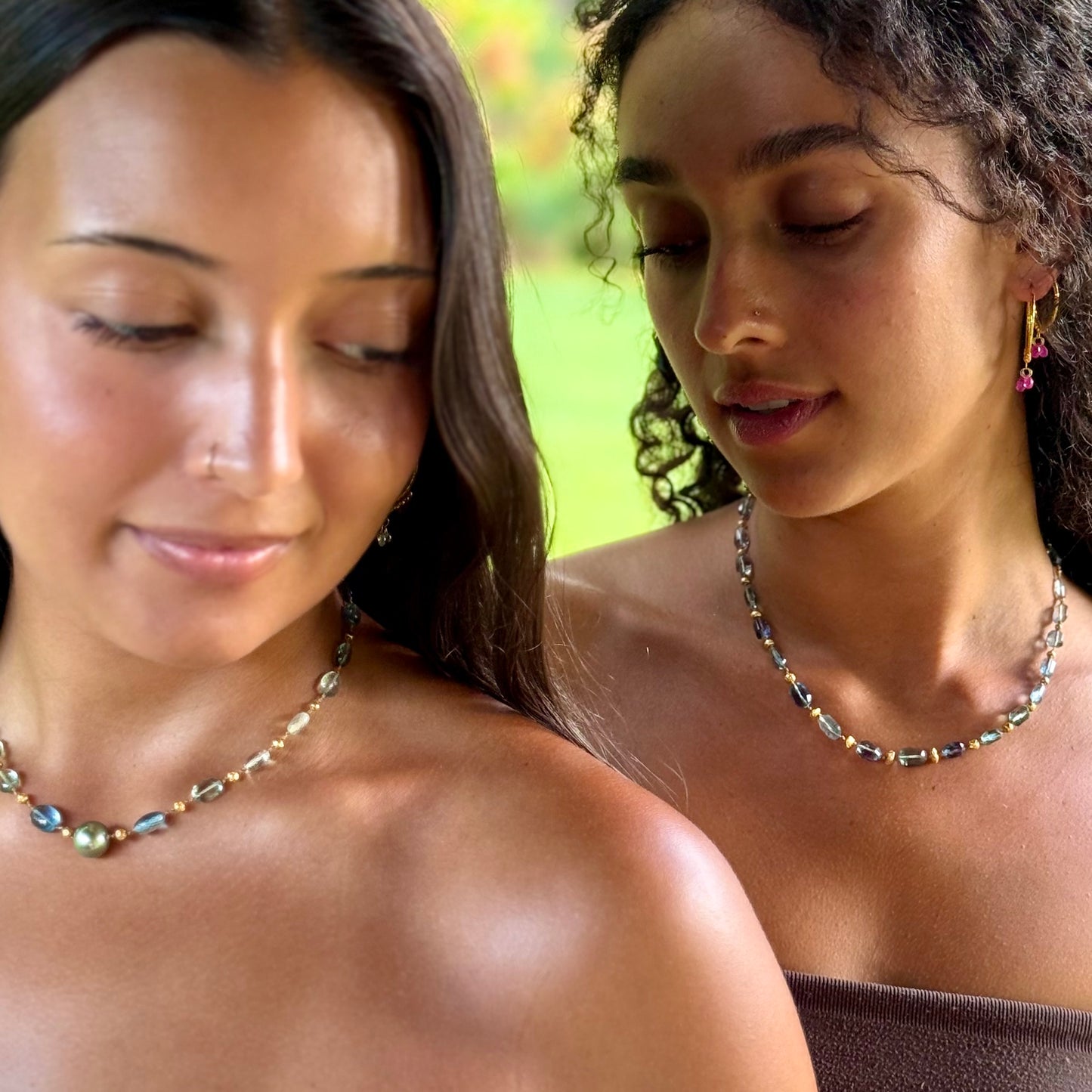 Fluorite Organically Cut Choker with Gold