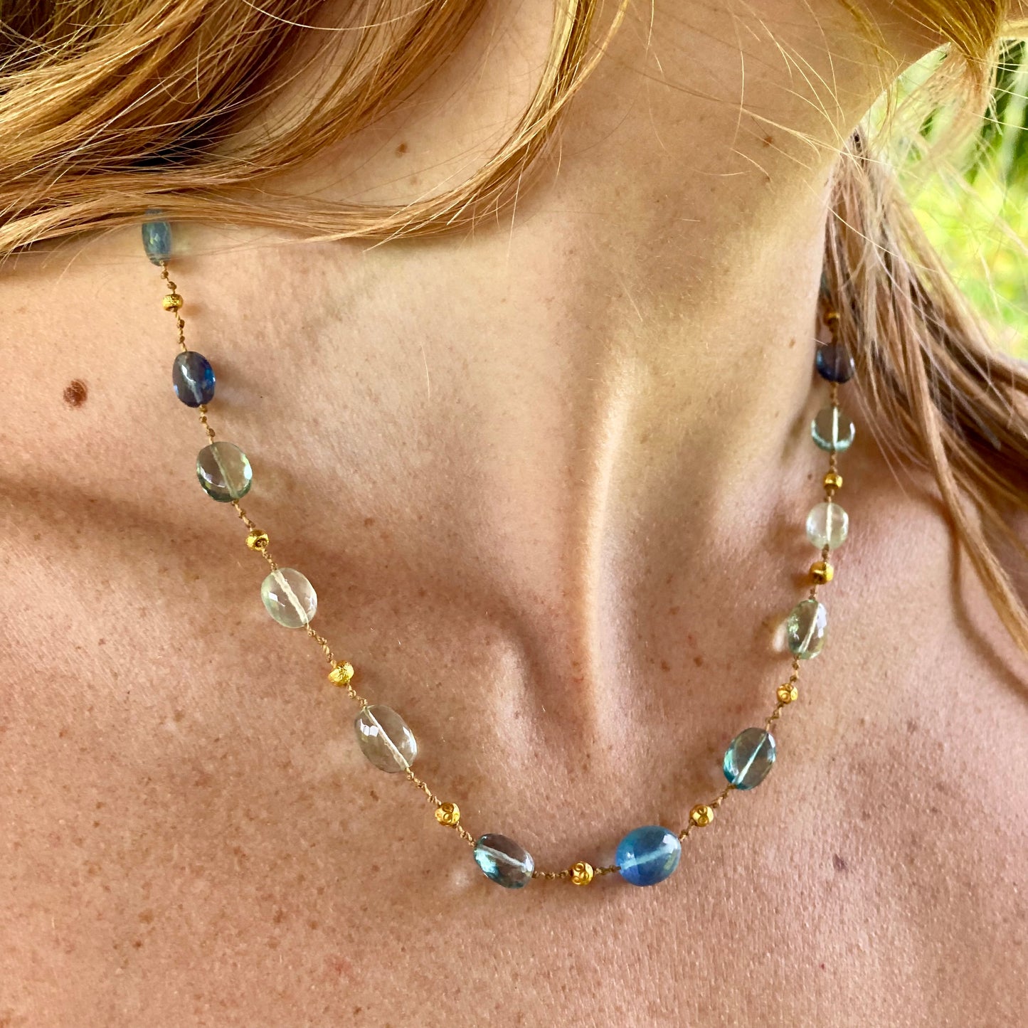 Aquamarine Fluorite & Gold