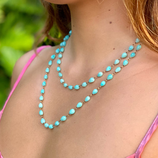 Aqua Amazonite Drop Lei