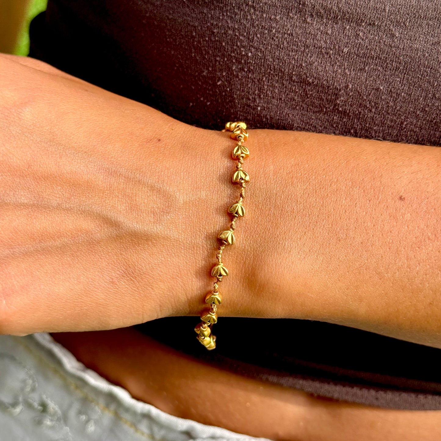 Lotus Hearts Solid Gold Bracelet
