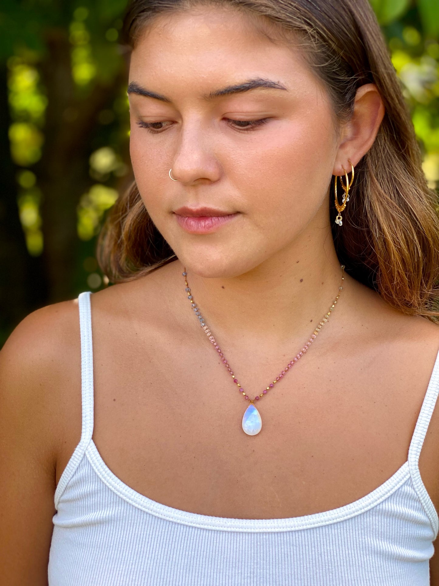 Moonstone and Gold with Pastel Sapphires