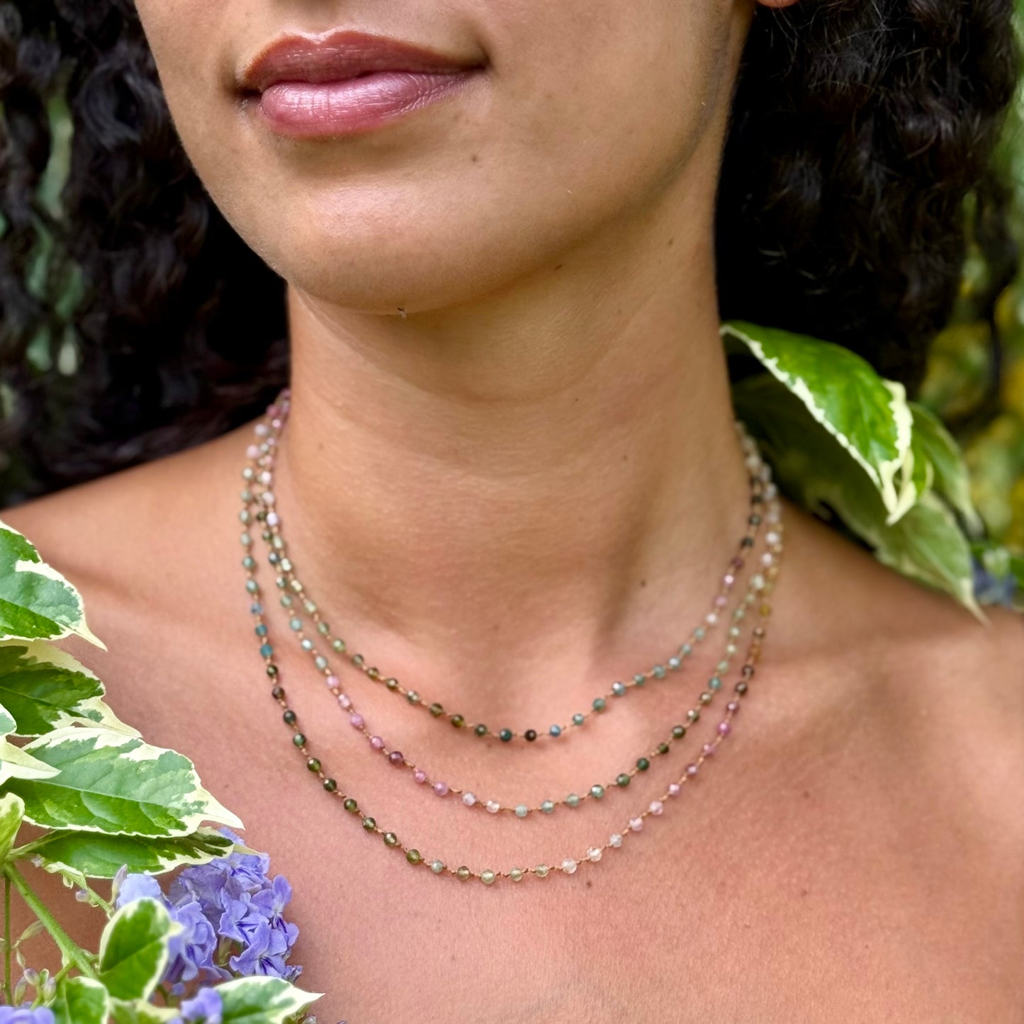Tiny Multi-Tourmaline Long Lei