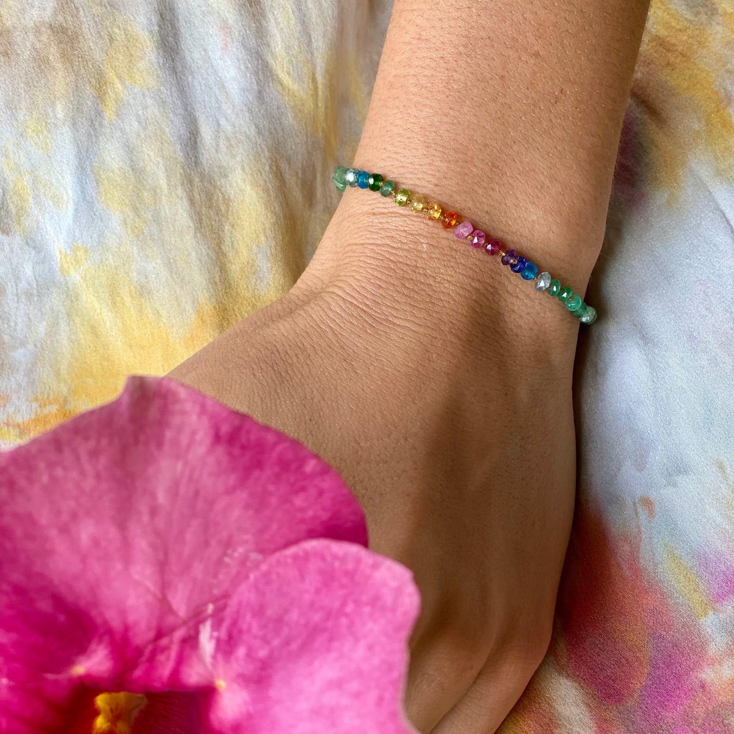 Zambian Emerald Rainbow Bracelet