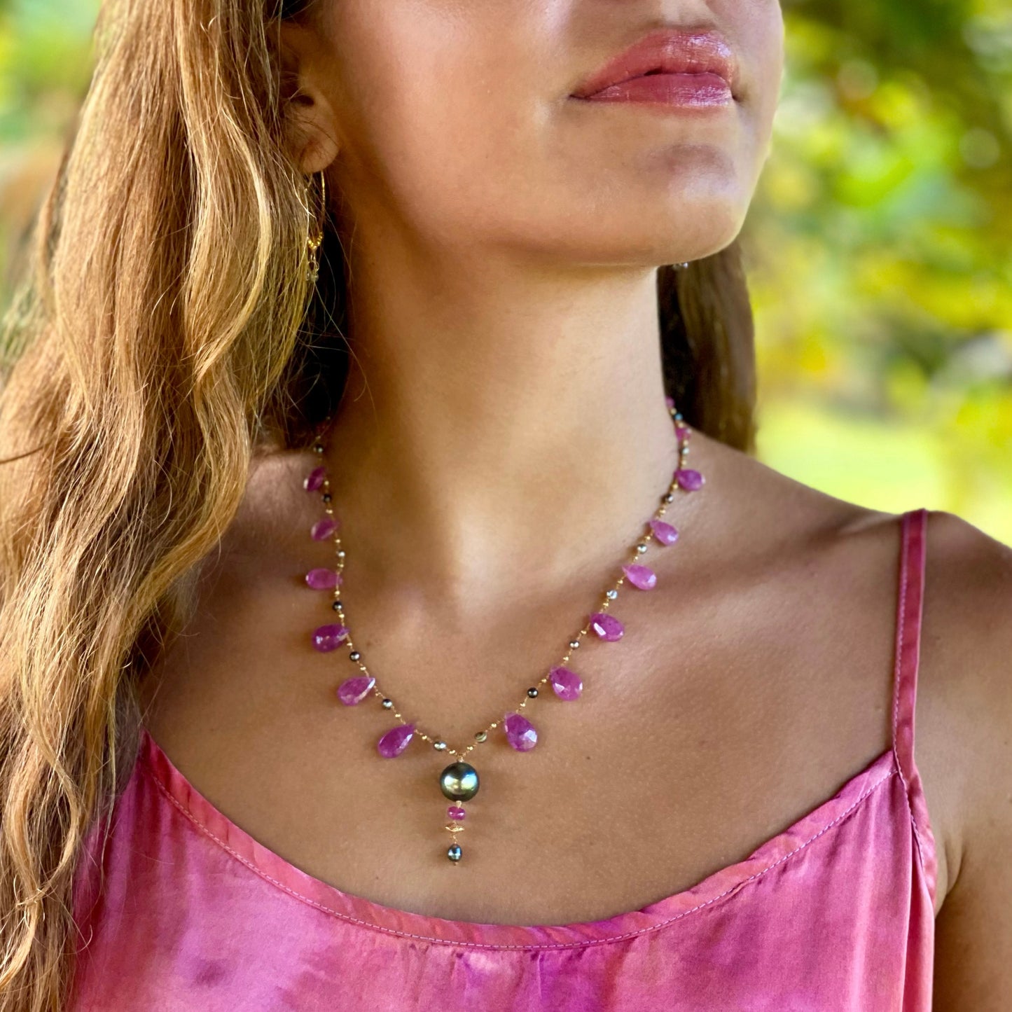 Pink Sapphire & Tahitian Pearl Ali'i Mana