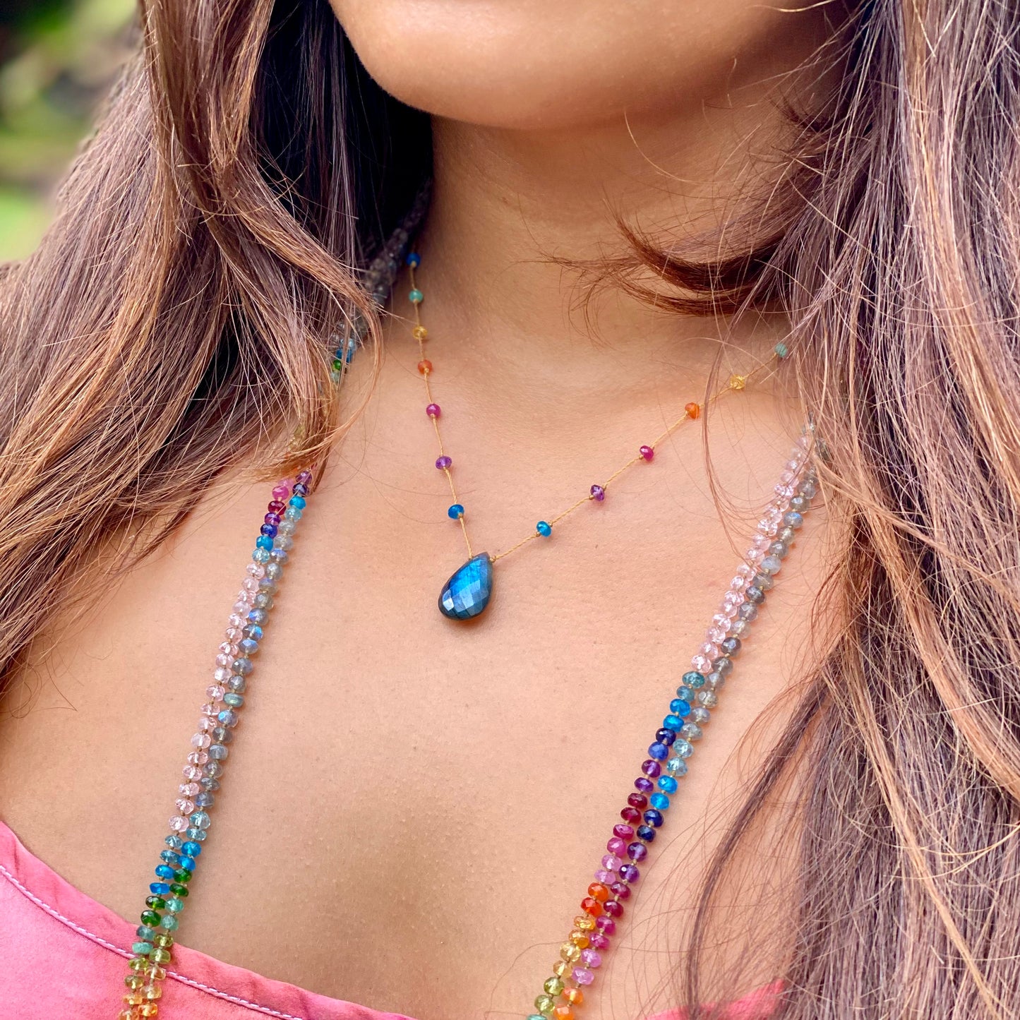 Morganite Rainbow Lei