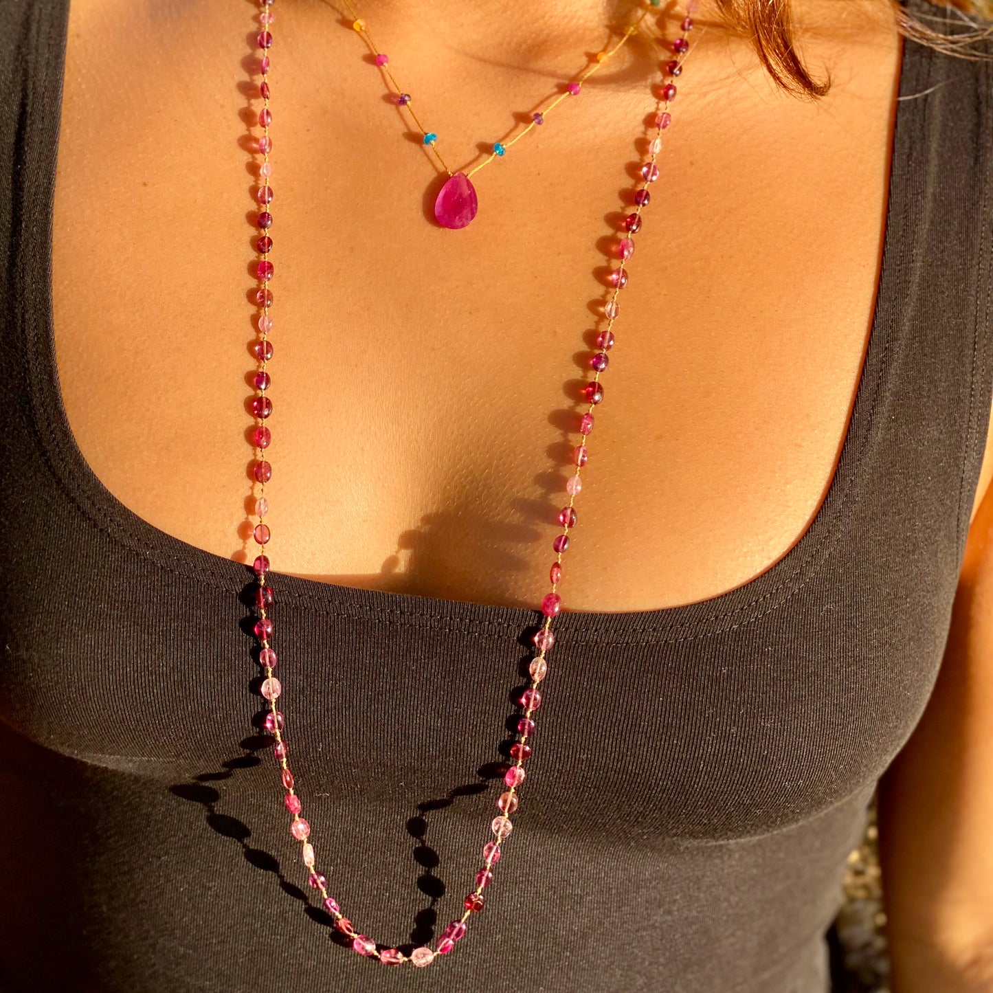 Pink Tourmaline & Garnet Lei