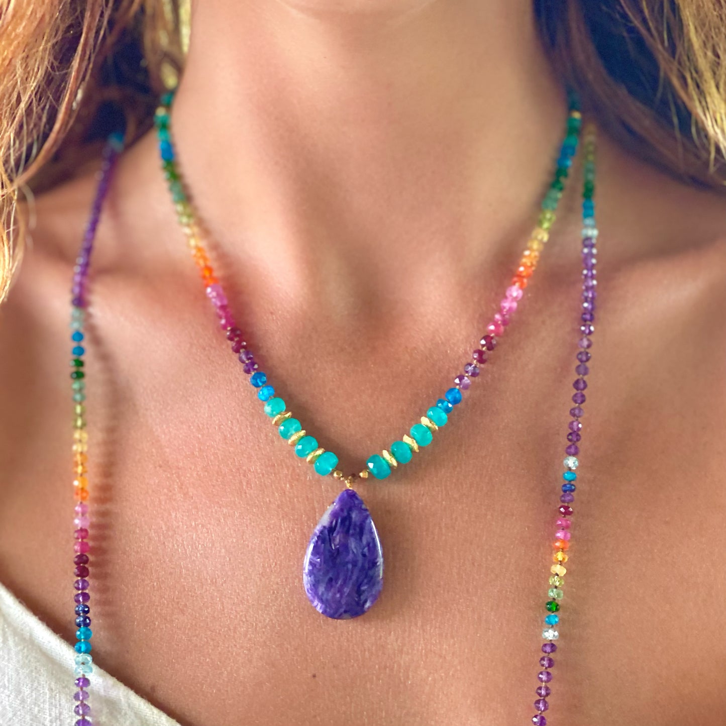 Chariote with Amazonite & Gold Rainbow Mana