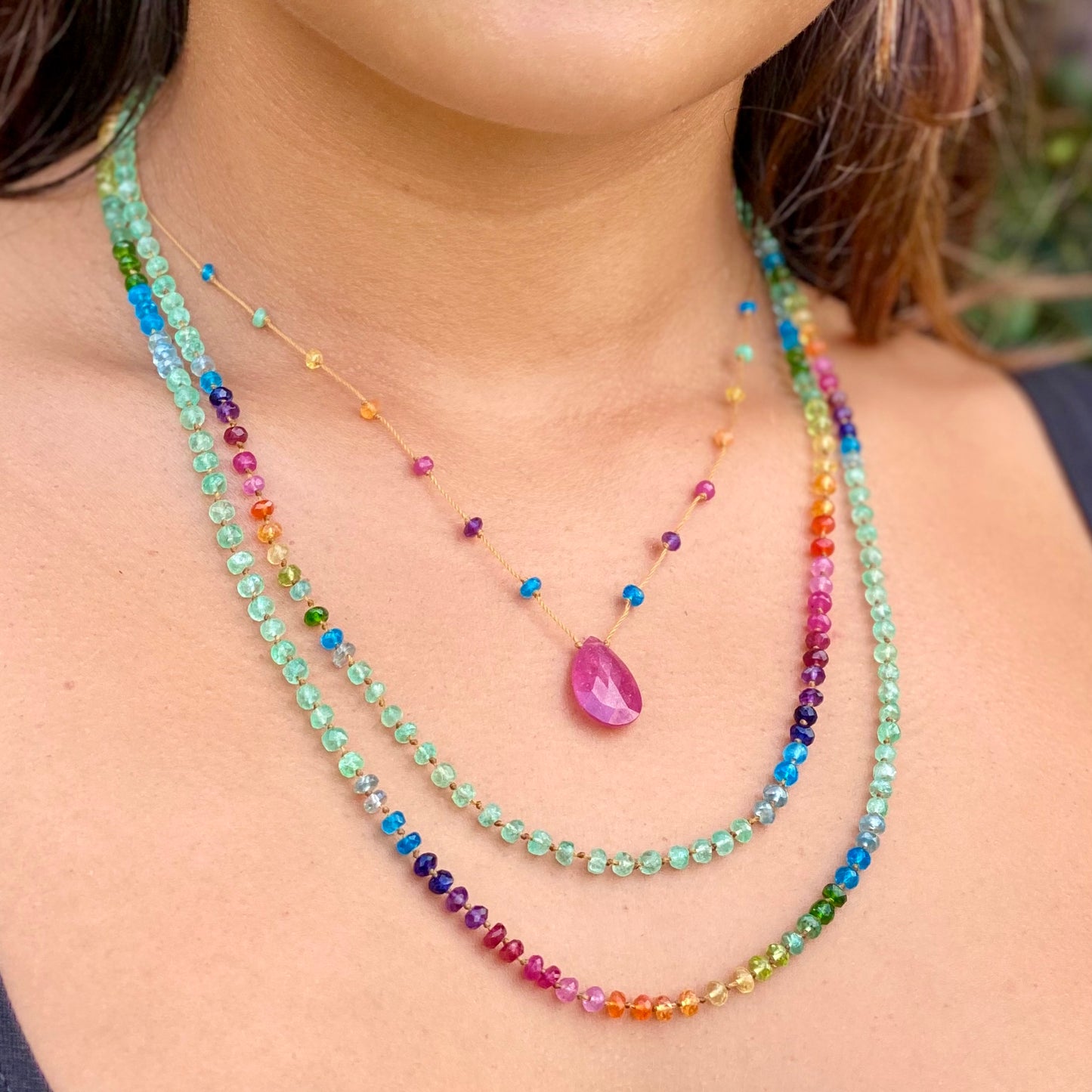 Pink Sapphire Rainbow Drop