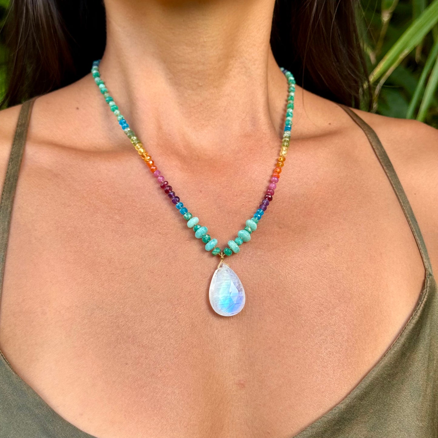 Moonstone with Amazonite Rainbow Mana