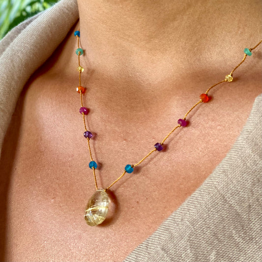 Rutilated Quartz Rainbow Drop