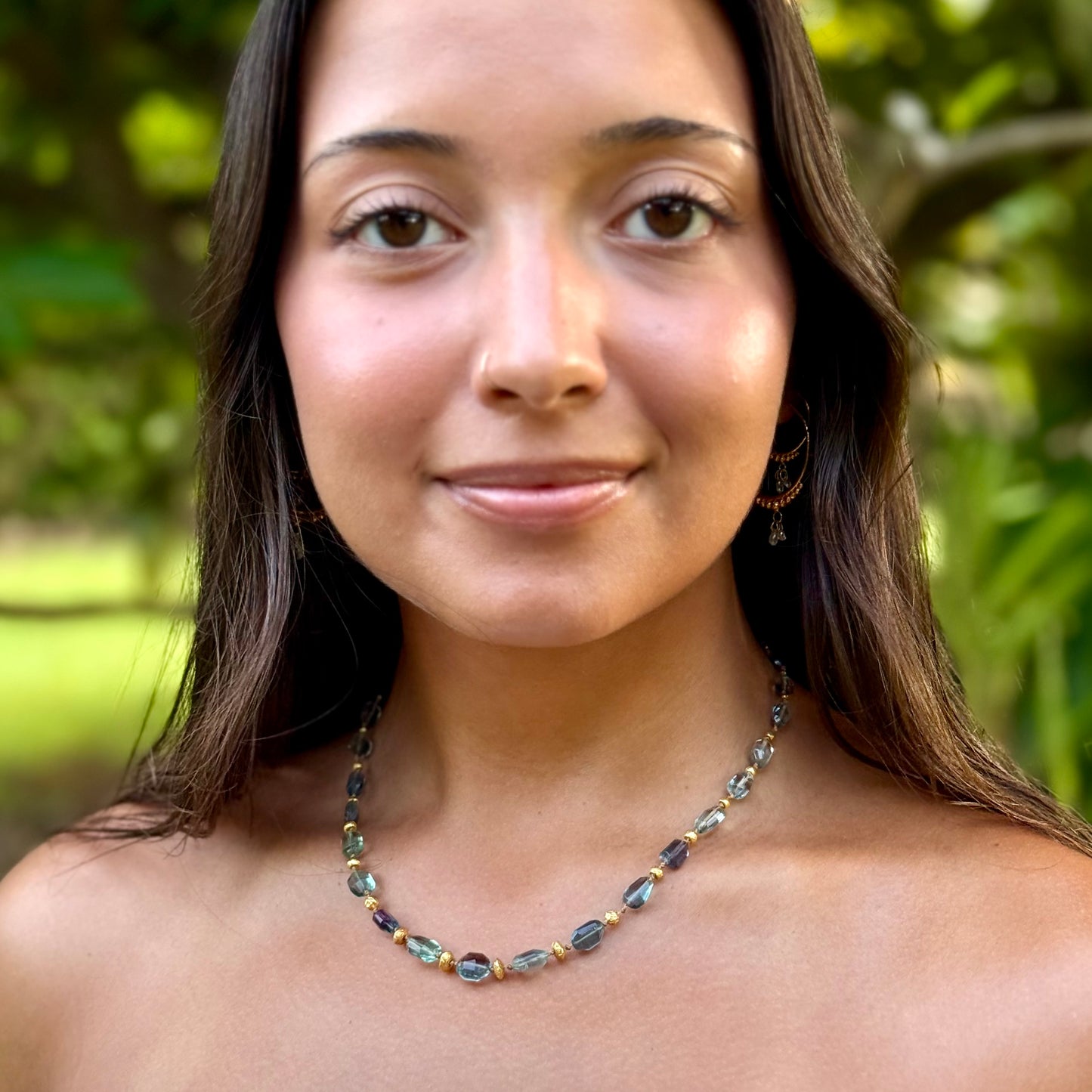Fluorite Organically Cut Choker with Gold