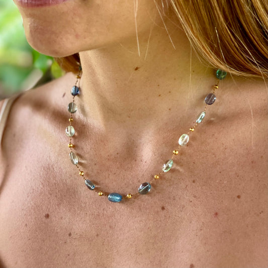 Aquamarine Fluorite & Gold