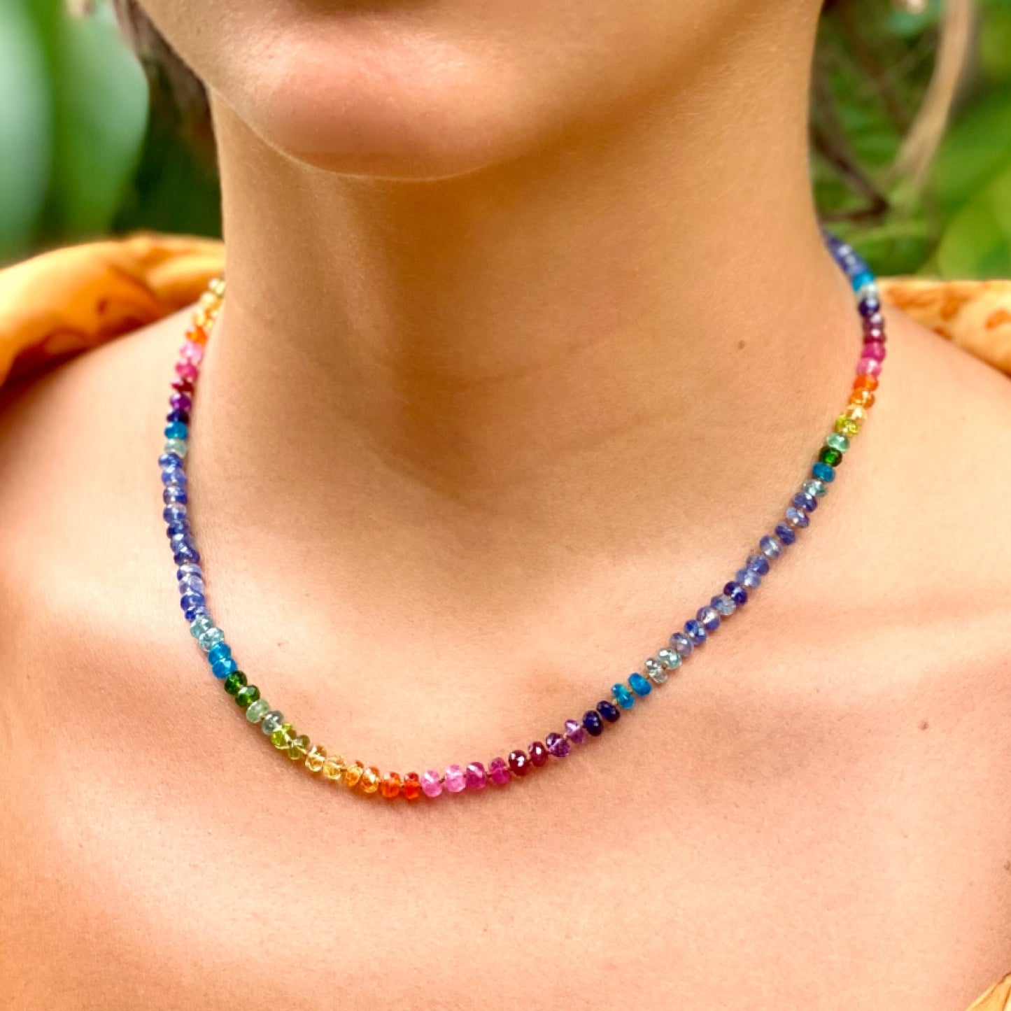 Blue Kyanite Short Rainbow Lei