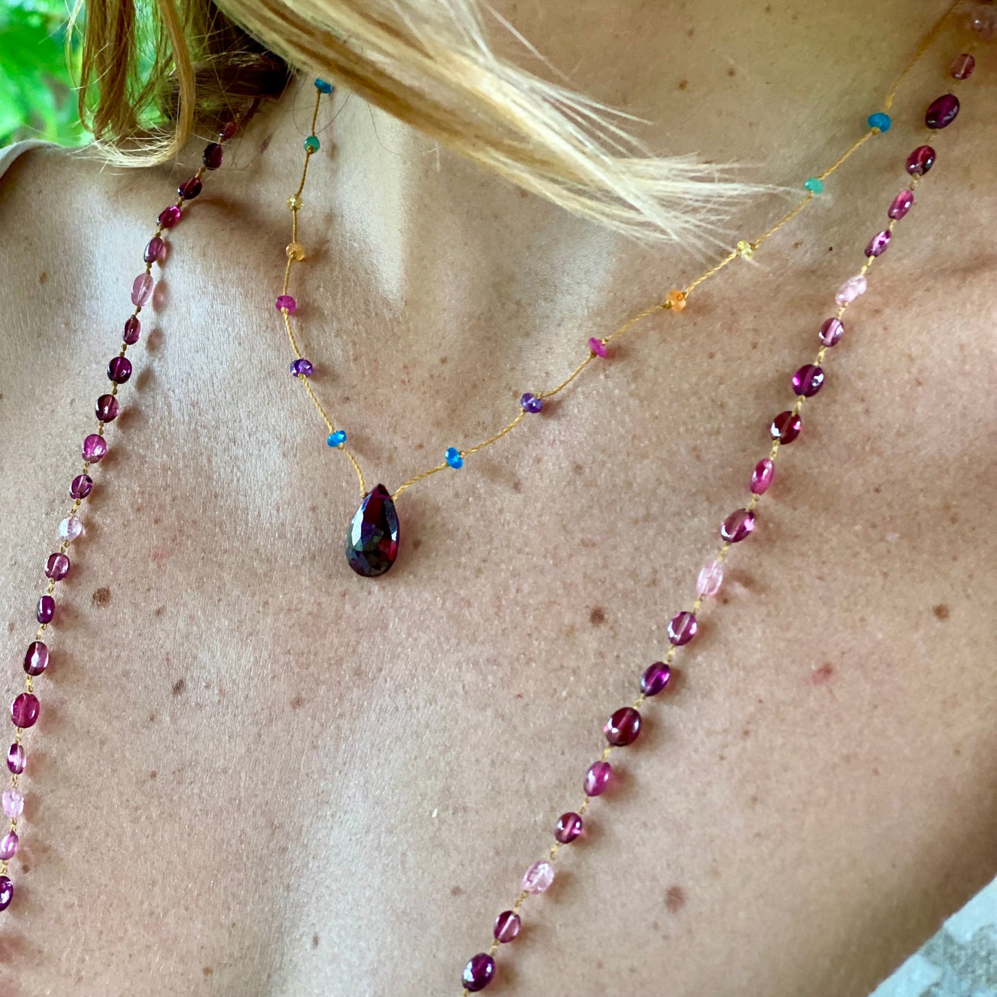 Pink Tourmaline & Garnet Lei