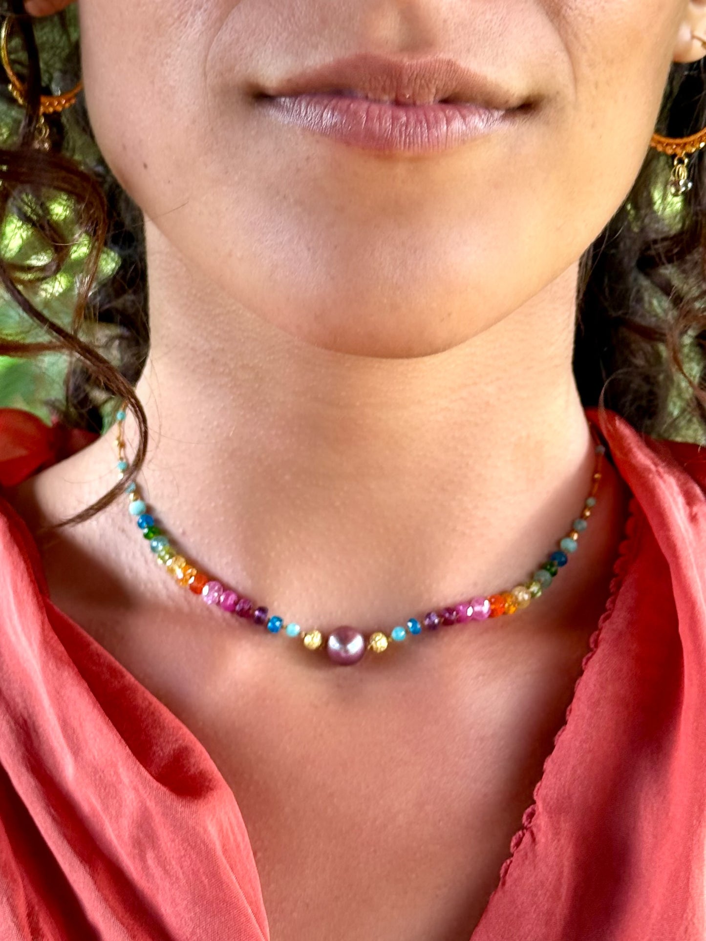 Floating Purple Pearl with Gold Rainbow Mana