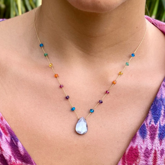 Chocolate Moonstone Rainbow Drop