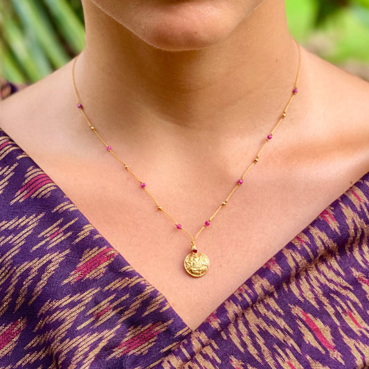 Gold Ganesha with Ruby