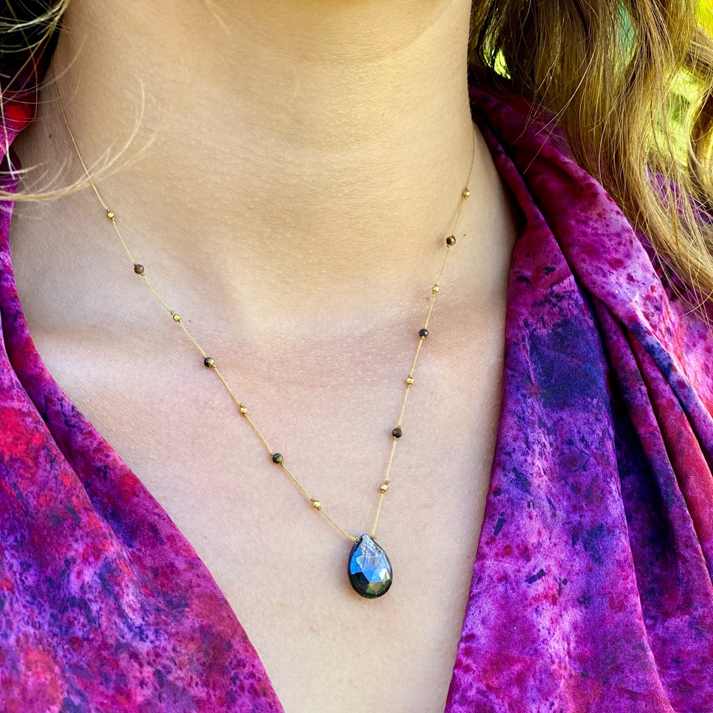 Gold Sheen Sapphire Alohi Drop