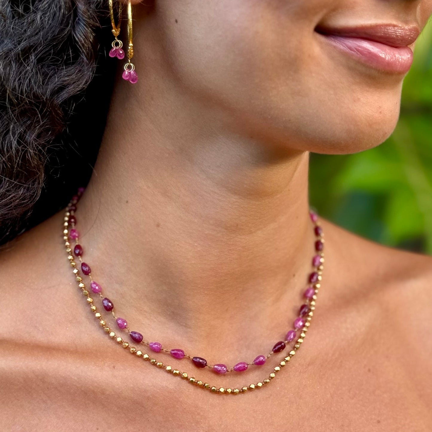Ruby & Pink Sapphire Drop Choker