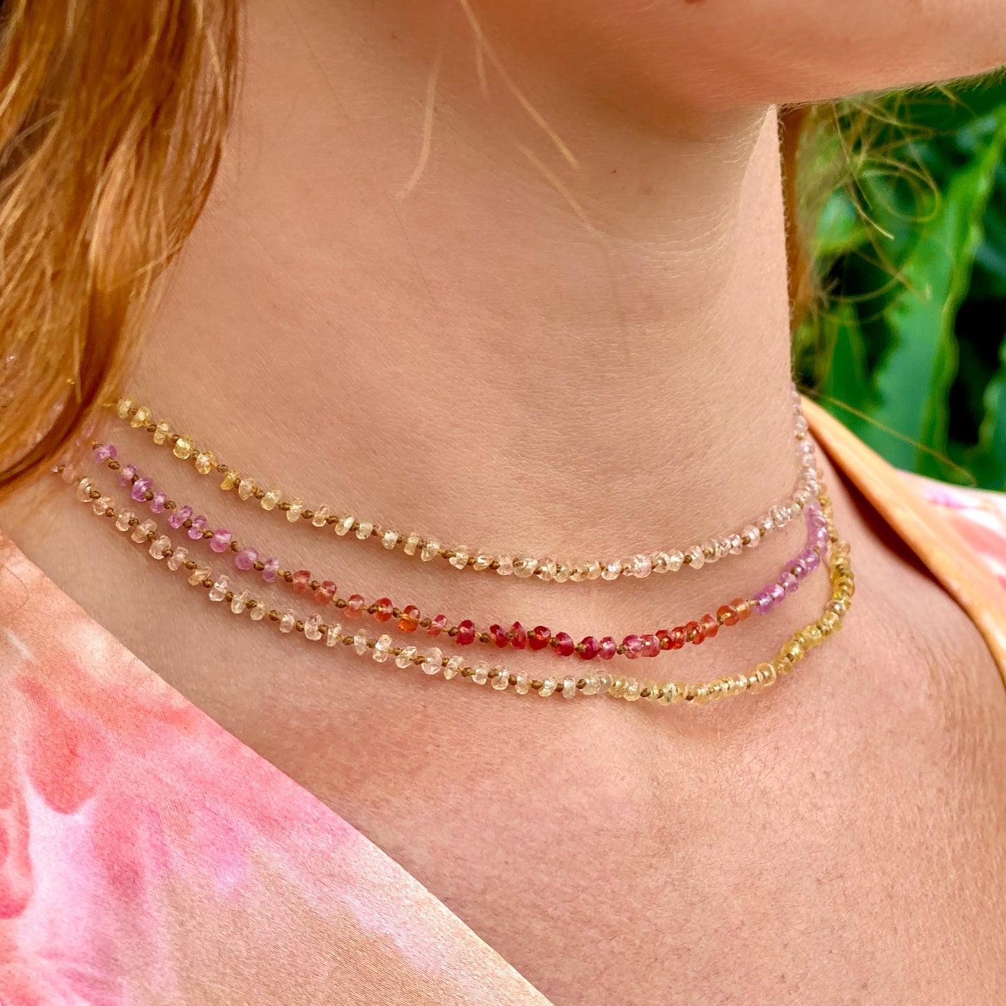 Sunset Sapphire Lei