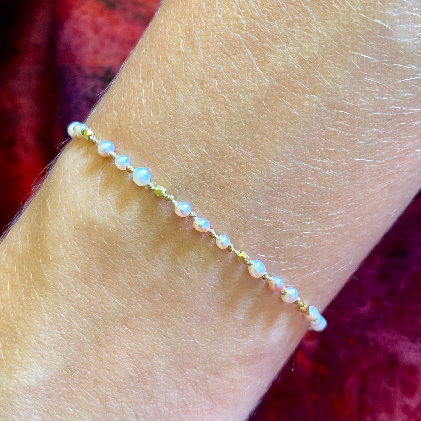Pink Pearls & Gold Bracelet