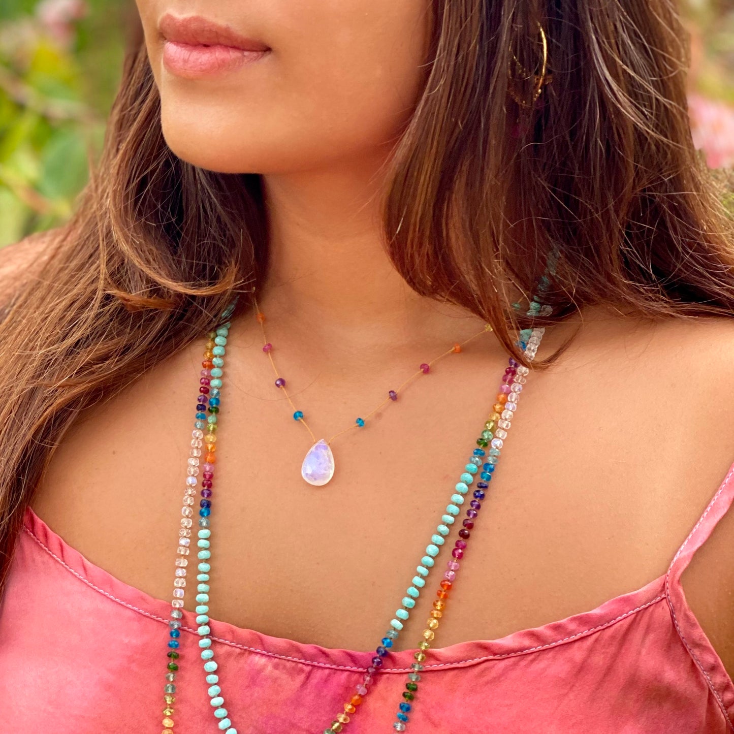 Aqua Amazonite Rainbow Lei