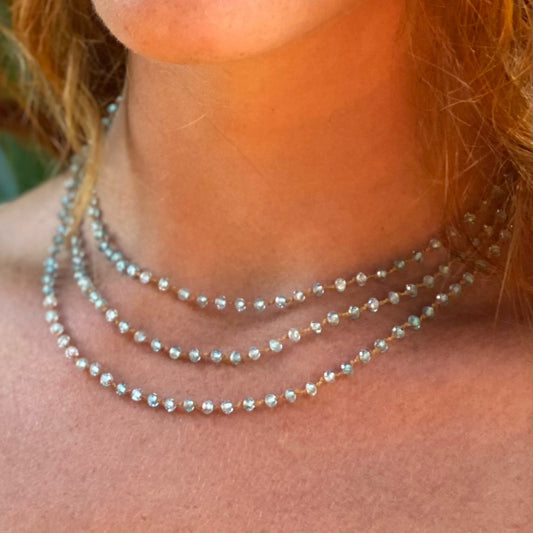 Tiny Blue Zircon Long Lei